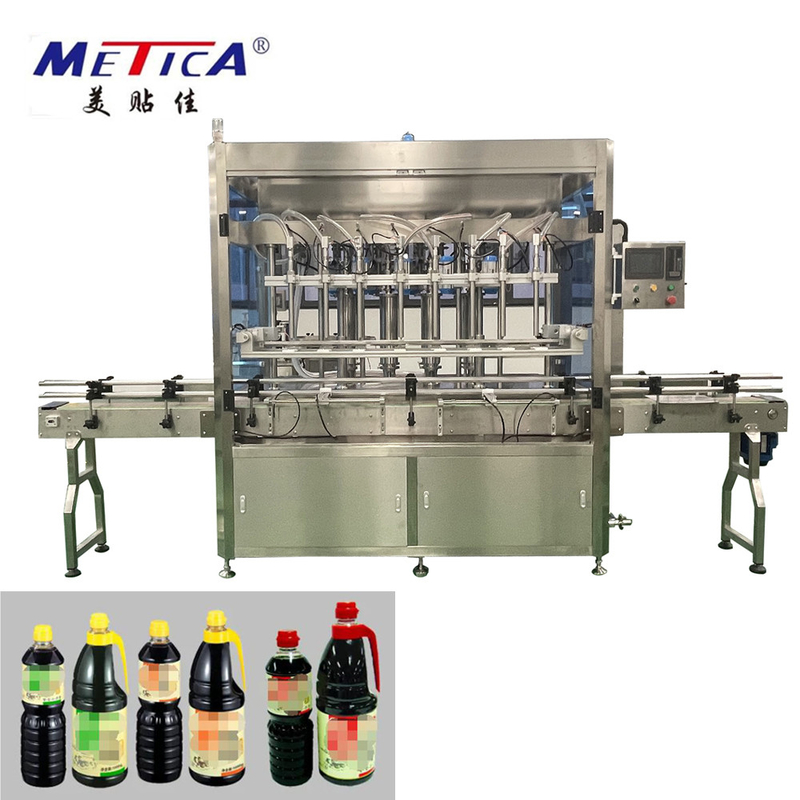 Máy điền chai nước sốt tự động 500KG với hệ thống điều khiển PLC và máy bơm chạy bằng động cơ servo