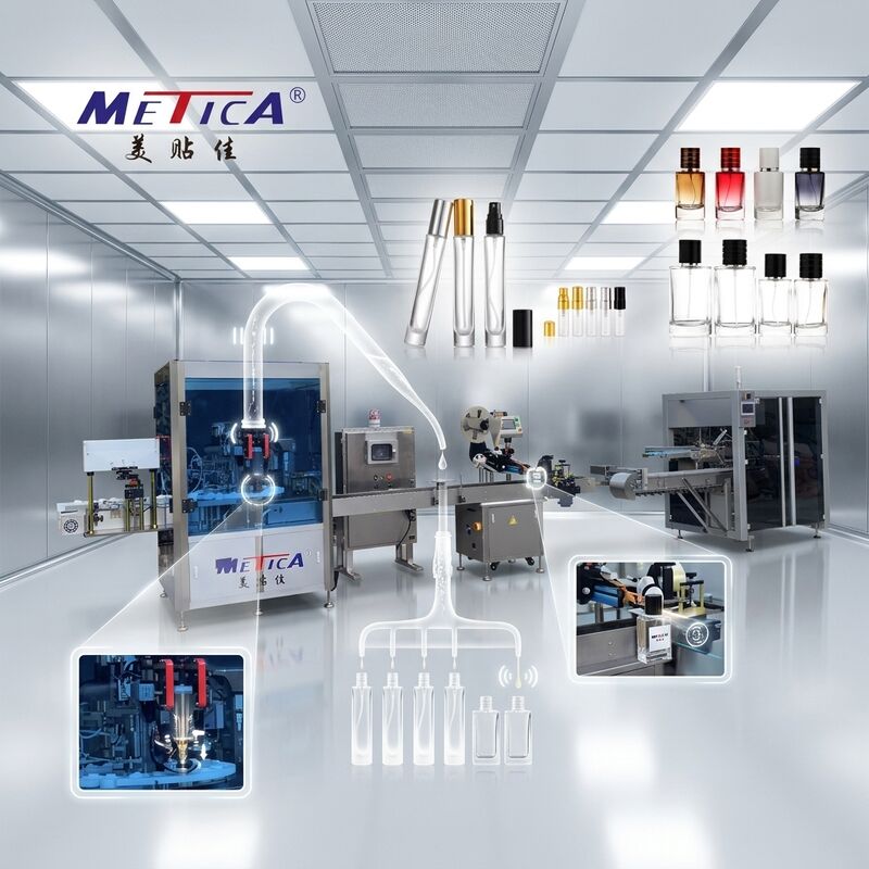 Máy nén chai nước hoa tự động cấp độ đầu tiên 1200-1800BPH 2 đầu máy bơm bánh răng đơn nén