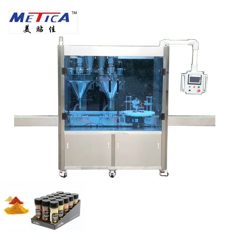 Automatic Protein Powder Production Line with Filling , Spoon Dispensing , Desiccant Feeding, Sealing , Capping and Labeling